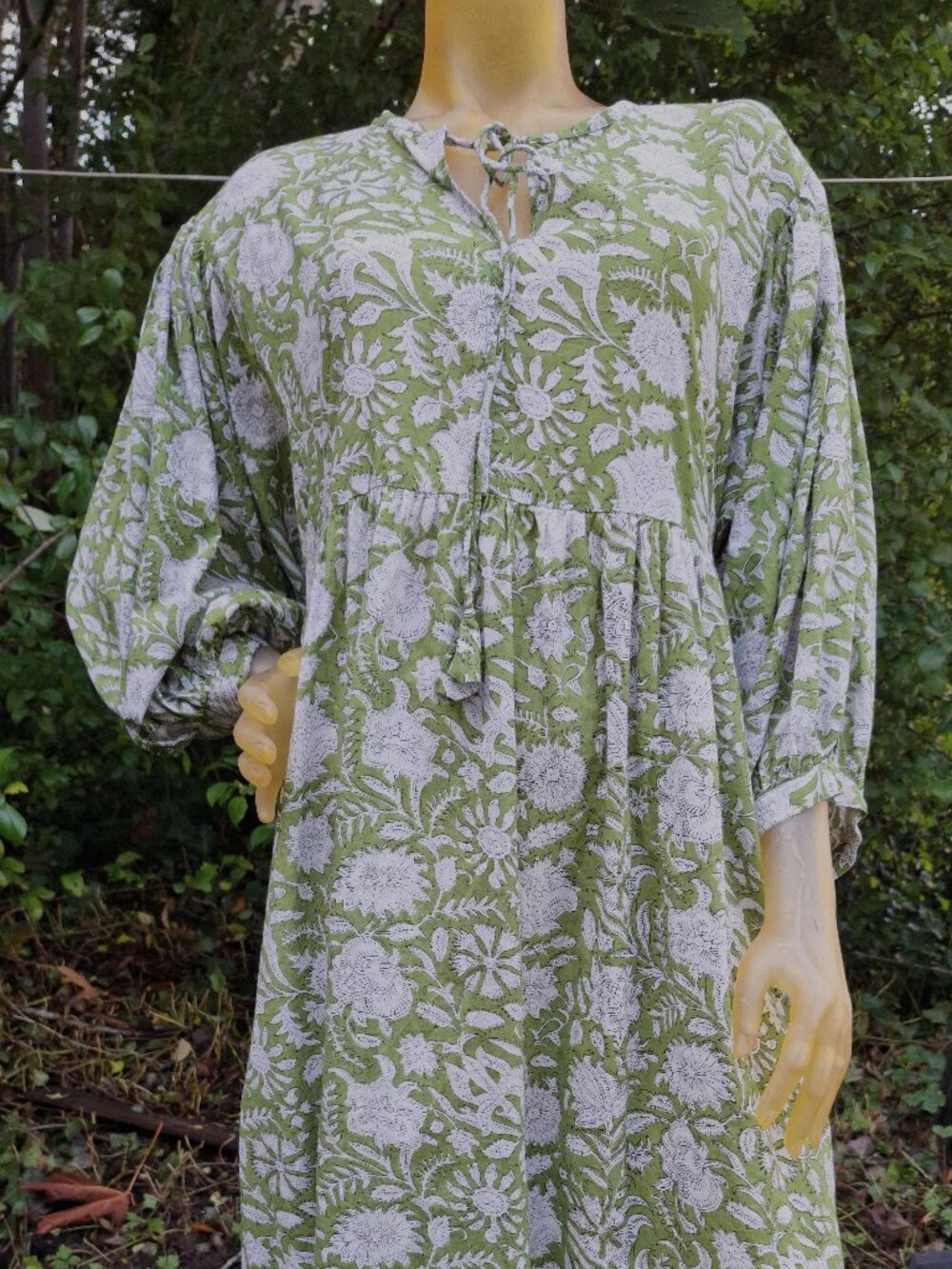 Tradional Hand Print BoHo/Gypsy Cotton maxi dress made in India-Like new-XL